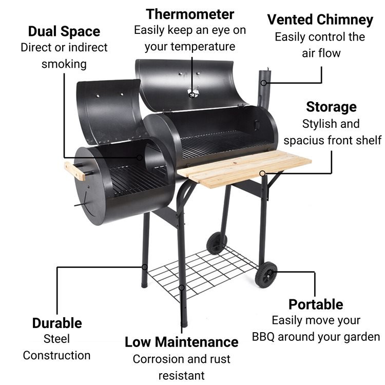 BillyOh Full Drum Smoker Charcoal BBQ with Offset Smoker 